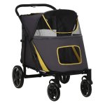 Hondenbuggy - PawHut - Opvouwbaar - Stevig Oxford-stof - Donkergrijs