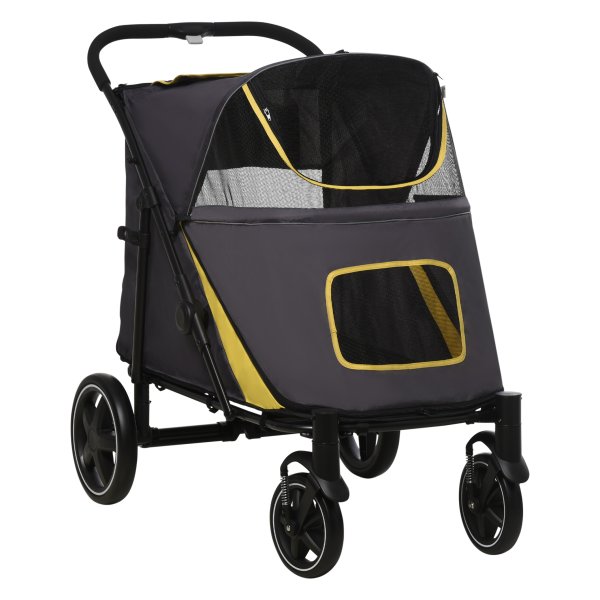 Hondenbuggy - PawHut - Opvouwbaar - Stevig Oxford-stof - Donkergrijs