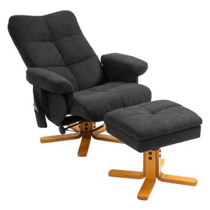 Massagestoel met ligfunctie en voetenbank - Luxe Comfort - Zwart