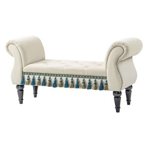 Bankje - gewatteerd - vintage - beige