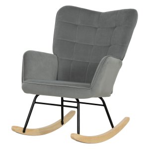 Schommelstoel - Vintage Stijl - Dikke Bekleding - Donkergrijs