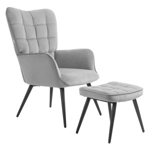 Loungestoel - Comfort – Voetenbank - Lichtgrijs