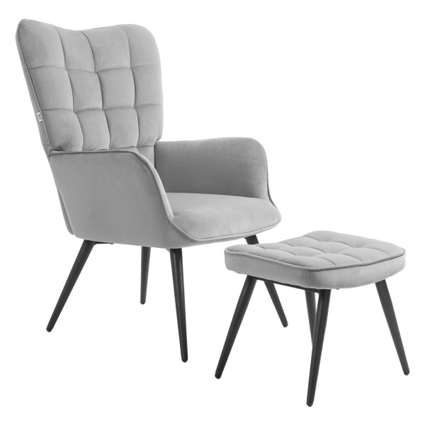 Loungestoel - Comfort – Voetenbank - Lichtgrijs