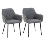 Eetkamerstoelen - DesignMeubels - Ademende bekleding - Metalen poten - Donkergrijs