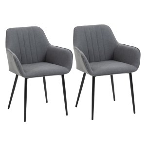 Eetkamerstoelen - DesignMeubels - Ademende bekleding - Metalen poten - Donkergrijs