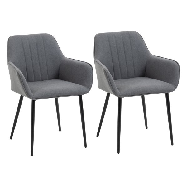 Eetkamerstoelen - DesignMeubels - Ademende bekleding - Metalen poten - Donkergrijs