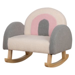 Peuterschommelstoel - Kinderfauteuil - Grijs met Lamsvelimitatie