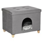 Kattenmand – LuxePaws - Zacht pluche – Afneembaar deksel - Grijs