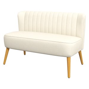 Tweezitsbank - Elegant Living - Houten poten - Crèmewit