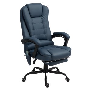Massagestoel - Luxe vibratiemassage - Verstelbare voetsteun - Blauw