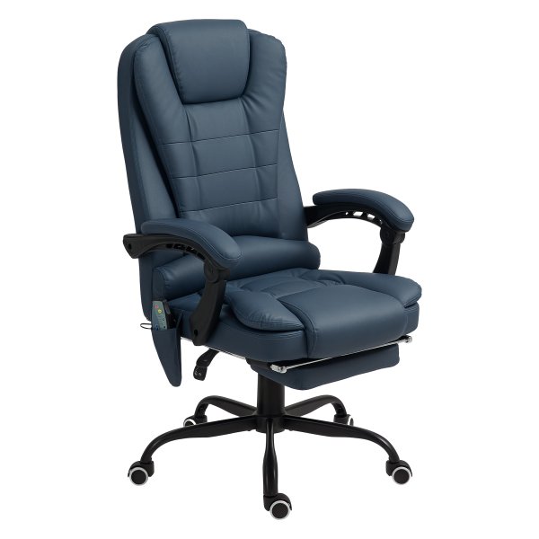 Massagestoel - Luxe vibratiemassage - Verstelbare voetsteun - Blauw
