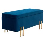 Bankje - Metalen frame – Rubberhout - Donkerblauw