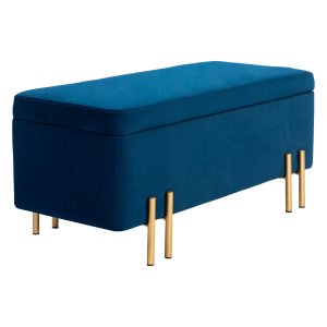Bankje - Metalen frame – Rubberhout - Donkerblauw