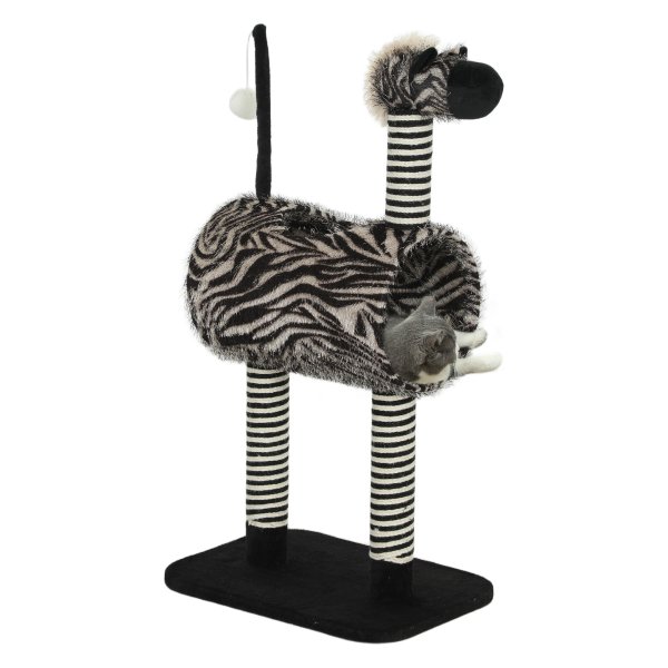 Kattentunnel - HappyCat - Zebraprint - Jute - Zwart-wit