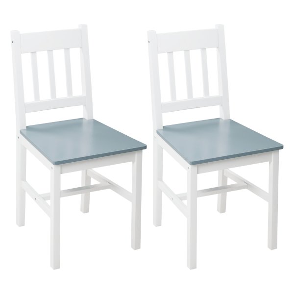 Eetkamerstoelen - Grenenhouten rugleuning - Grijze set