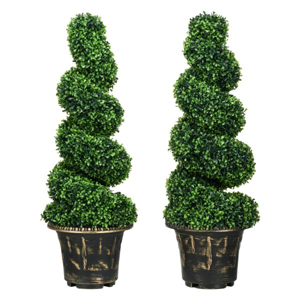Kunstplanten - Luxe spiraalvormig - Set van 2 - Groen