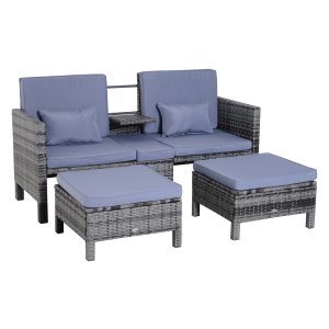 Loungeset - Luxe Comfort - Zwart Polyrotan - Inclusief kussens
