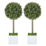 Kunstbuxus - 2 stuks - snoeibol - plastic - groen