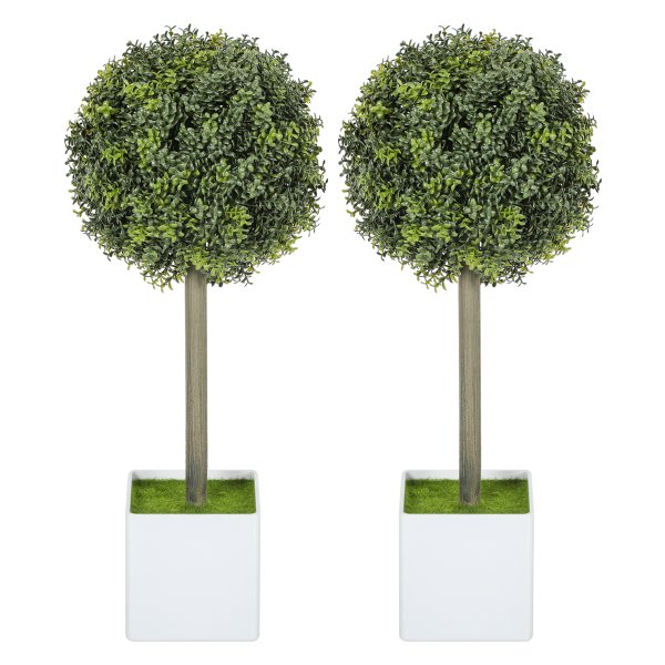 Kunstbuxus - 2 stuks - snoeibol - plastic - groen