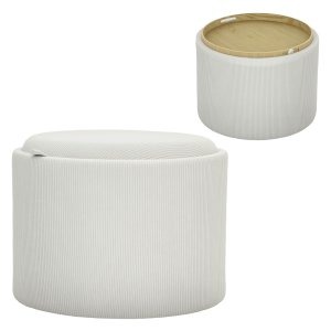 Kinderkamer - Opbergpoef - Rond – Corduroy - Crèmewit
