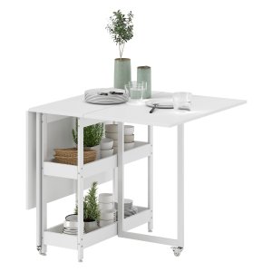 Eettafel - Industriële stijl - Flexibel en inklapbaar - Wit