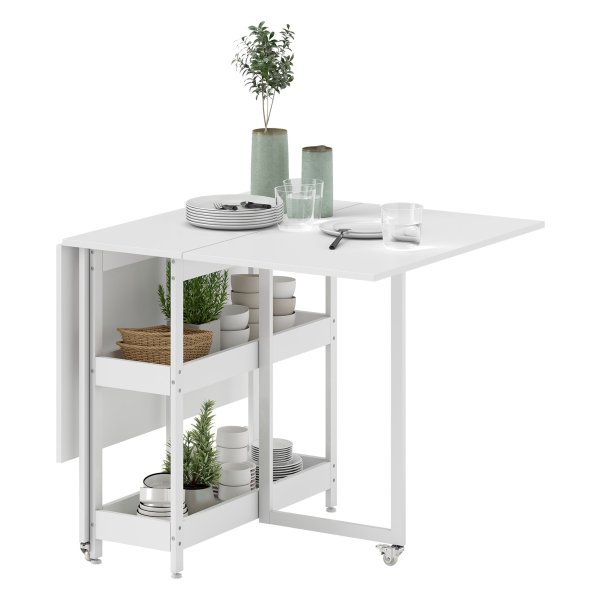 Eettafel - Industriële stijl - Flexibel en inklapbaar - Wit