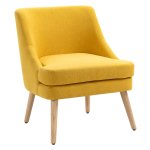 Armstoel - Linnen & Houten Frame - Geel