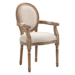 Eetkamerstoel – ComfortDesign - Armleuningen – Houten poten - Crèmekleur