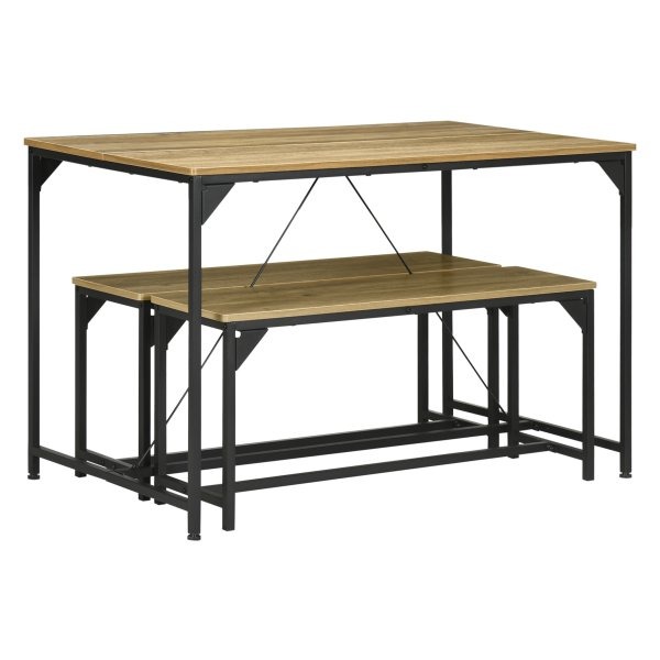 Eetkamerset – ModernLiving - 3-delige set – Natuurlijke uitstraling - Grijs