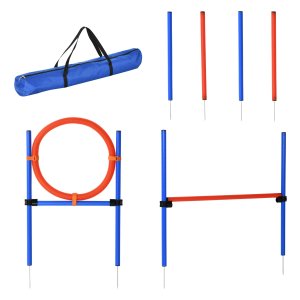 Behendigheidstrainingsset - PetJoy - Inclusief hondengeleidingsset – Dog Sport Training – Blauw+Rood