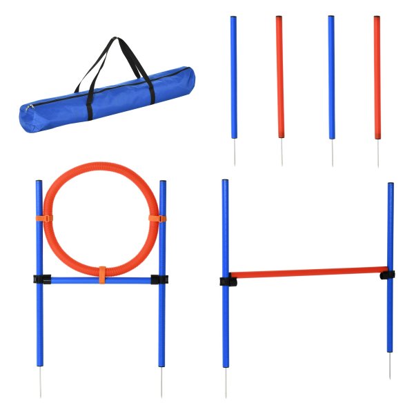 Behendigheidstrainingsset - PetJoy - Inclusief hondengeleidingsset – Dog Sport Training – Blauw+Rood