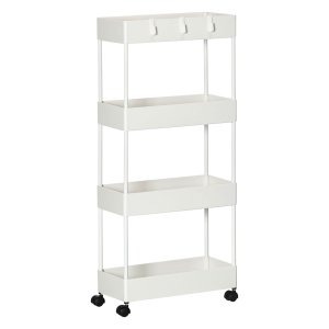 Keukenwagen - 4 niveaus - Opbergrek - Wit