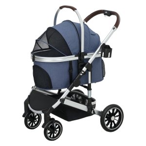 Kattenbuggy - Hondenbuggy Luxe - Inklapbaar & Comfortabel - Donkerblauw