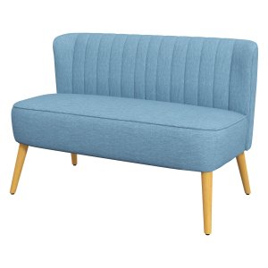 Loveseat - Linnen look - Houten poten - Blauw