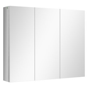 Badkamerkast - Spiegelwand - Glazen deuren - RVS - Zilverkleurig