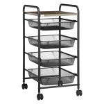 Serveerwagen - KitchenCraft - Ruime opbergplank - Multifunctioneel - Zwart