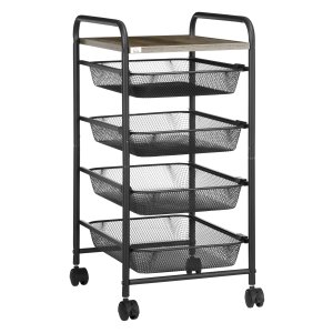 Serveerwagen - KitchenCraft - Ruime opbergplank - Multifunctioneel - Zwart