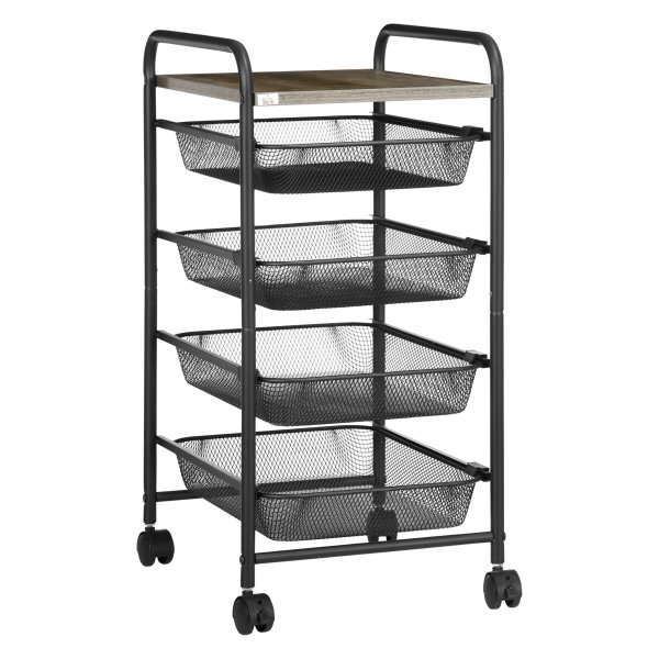 Serveerwagen - KitchenCraft - Ruime opbergplank - Multifunctioneel - Zwart