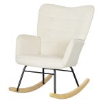 Schommelstoel - Comfortabel en stevig - Beukenhout/staal - Beige
