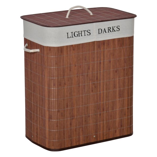 Wasmand - EcoHome - 100 liter - Verwijderbare waszak - Bruin & wit
