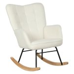 Schommelstoel - Ergonomisch design - Houten onderstel - Wit