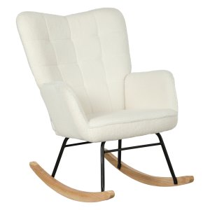 Schommelstoel - Ergonomisch design - Houten onderstel - Wit