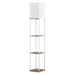 Lamp - Staande - Metalen frame - Stoffen kap - Wit/bruin