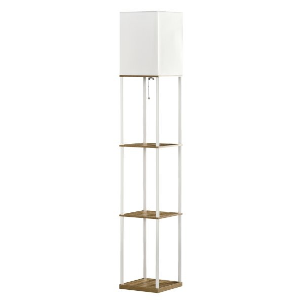 Lamp - Staande - Metalen frame - Stoffen kap - Wit/bruin