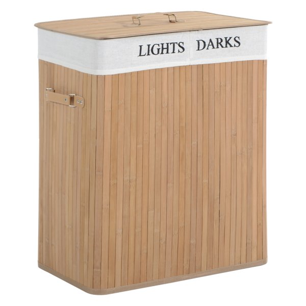Wasmand - Canvas Zeil - Bamboe Handvatten - Grijs