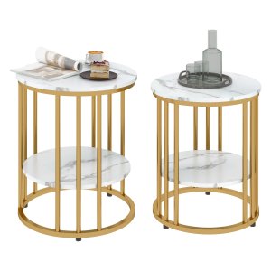 Bijzettafel Set - Industrieel Design - Goudkleurig