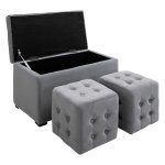 Opbergbuggy - TrendyDesign - Gestoffeerde krukstoelen - Opvouwbare voetenbank - Grijs