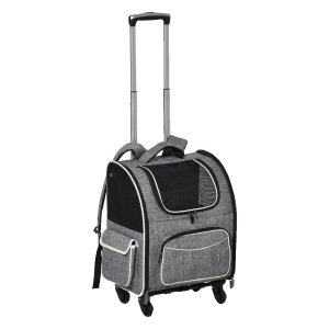 Draagtas – Huisdierplezier - Op wielen - 2-in-1 - Grijs