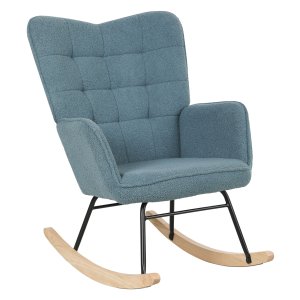 Schommelstoel - Ergonomisch design - Echte houten glijders - Lichtblauw