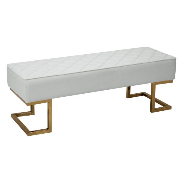 Stoel - Synthetisch leer - Gouden metalen frame - Wit